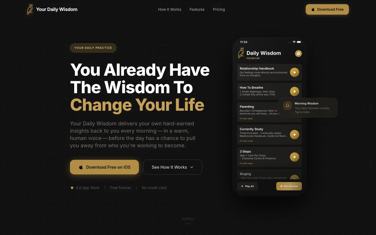 Your Daily Wisdom website and app screens